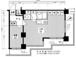 ドルミ五反田ドゥメゾン【8階】の間取り