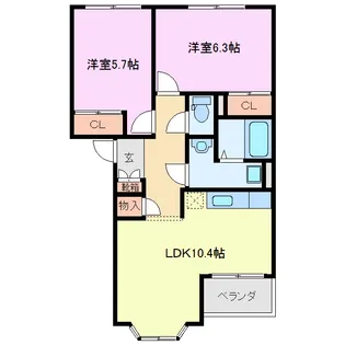 シャルム・ラ・メールI【1階】の間取り