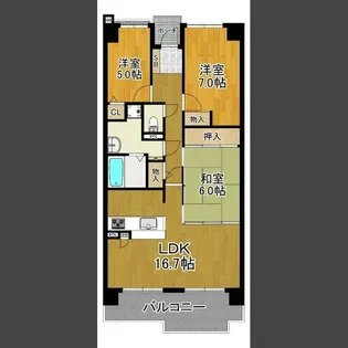 ファミールハイツ久留米参番館【6階】の間取り