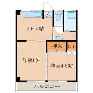 ハイツアムール【2階】の間取り