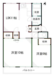 2LDKの間取り画像