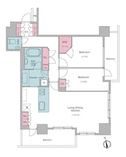 レジディアタワー目黒不動前【16階】の間取り