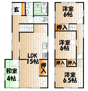 福岡県北九州市戸畑区千防3【一戸建】の間取り