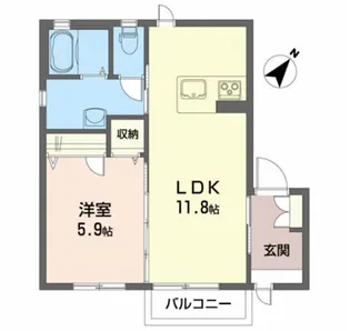 Private Garden向陽台【2階】の間取り