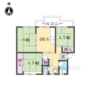 西大寺住宅6号棟【4階】の間取り