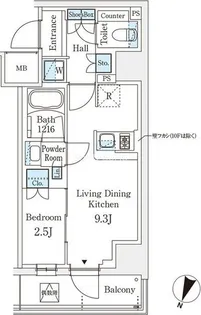 パークアクシス横浜阪東橋【4階】の間取り