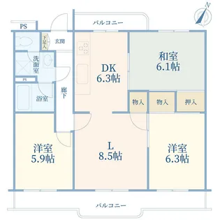 すすき野第2団地3-6号棟【5階】の間取り