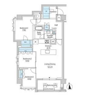 グリーンレジデンス赤坂【4階】の間取り