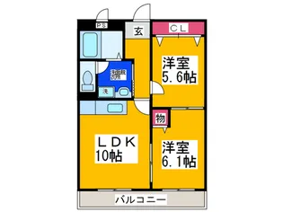 プリュクレ-ル【6階】の間取り