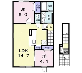 アムールA【2階】の間取り