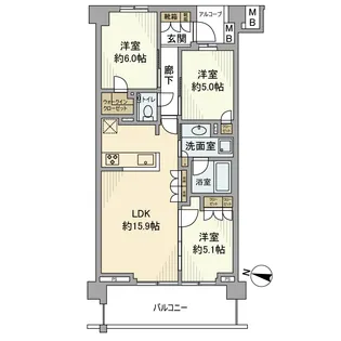 プラウド平和台ガーデン【3階】の間取り