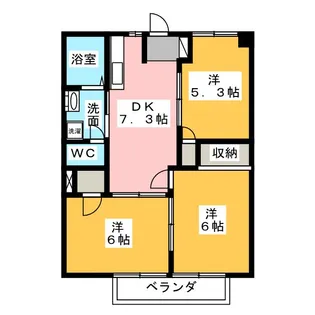 エクセラン三日市【2階】の間取り