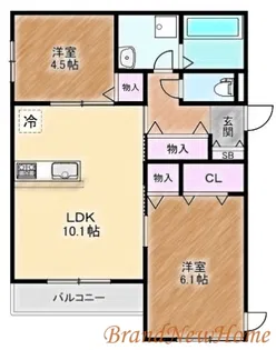Rue colline三国ヶ丘【2階】の間取り
