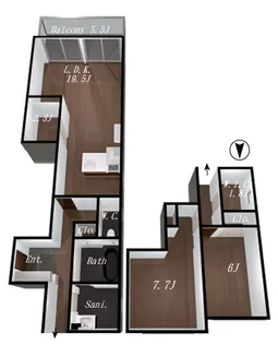 殿-DEN-【3階】の間取り