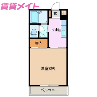 マリンパークハイツB棟【1階】の間取り