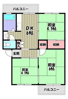 狭山遊園ハイツ5号棟【1階】の間取り