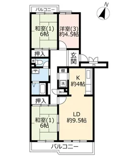 URパークタウン若宮【3階】の間取り