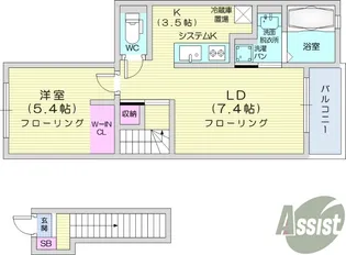 レジデンススカイ【2階】の間取り