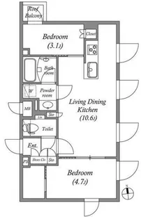 2LDKの間取り画像