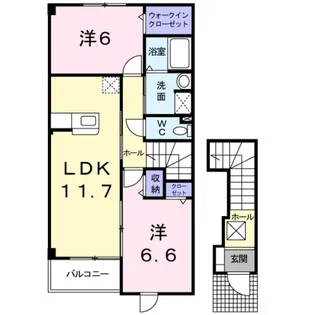 2LDKの間取り画像