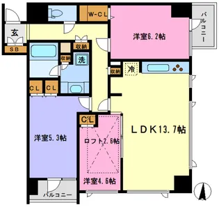 埼玉県さいたま市大宮区仲町3【マンション】の間取り