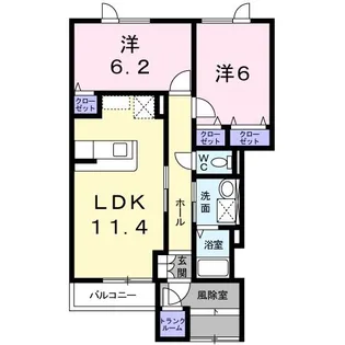 カーサ ウイスタリア【1階】の間取り