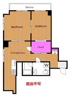 リノベ 2面採光角 石井ハイム K【6階】の間取り