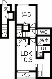 スカイヴィレッジ(Sky village)盛南II【2階】の間取り