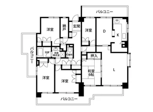 フラット三ツ沢公園【6階】の間取り