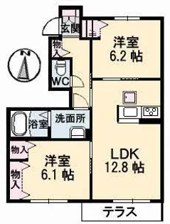 アットホームタウン原 B棟【1階】の間取り