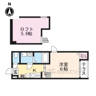 アンソレイエ椥辻【1階】の間取り
