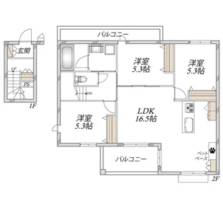 【ヘーベルメゾン】Grace Maison【2階】の間取り