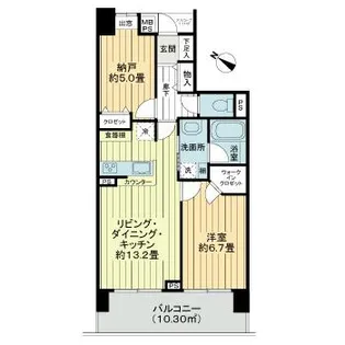 ライオンズグローベル北千住シティマークス【6階】の間取り