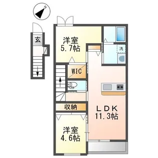 プレンデトワール上山口【2階】の間取り