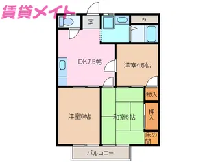 サンハイツ稲垣B棟【1階】の間取り