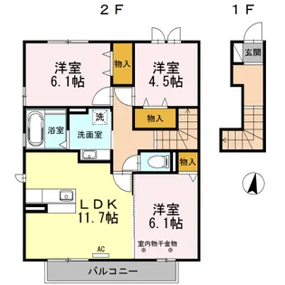 イルソーレ末広【2階】の間取り
