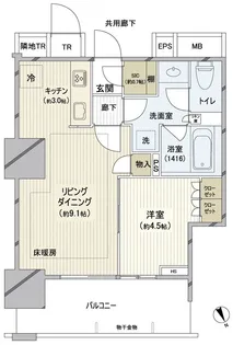 津田沼 ザ・タワー【4階】の間取り