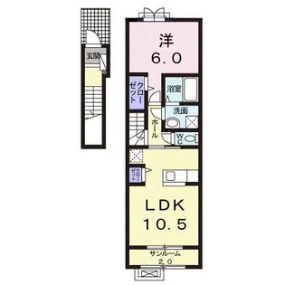ヴィラ ハナブサ【2階】の間取り