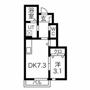 1DKの間取り画像