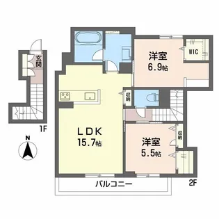リバーサイド長岡II【2階】の間取り