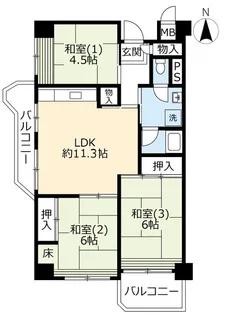 UR武庫川【2階】の間取り