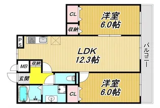2LDKの間取り画像