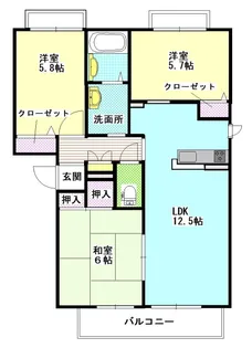 茨城県ひたちなか市高場6【アパート】の間取り