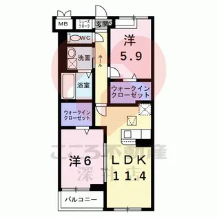 アイマコート初芝【3階】の間取り