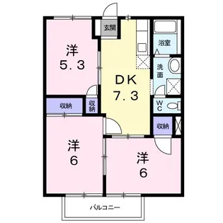 ラ・フォーレ西条B【2階】の間取り