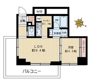 レーヴマニフィック本郷【9階】の間取り