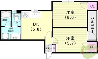 ル・ボアI【1階】の間取り