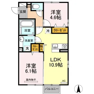 カサ・ドルチェA【2階】の間取り