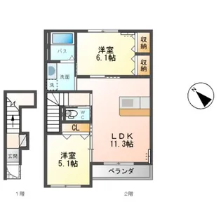 クレシアコートII【2階】の間取り