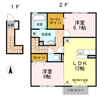 メゾンプレーヌ【2階】の間取り